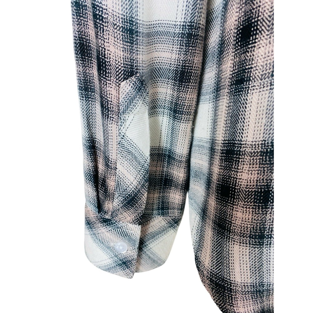 Rails Hunter Plaid Shirt size M Ivory Coal Blush Long Sleeve Button Down - Picture 3 of 14